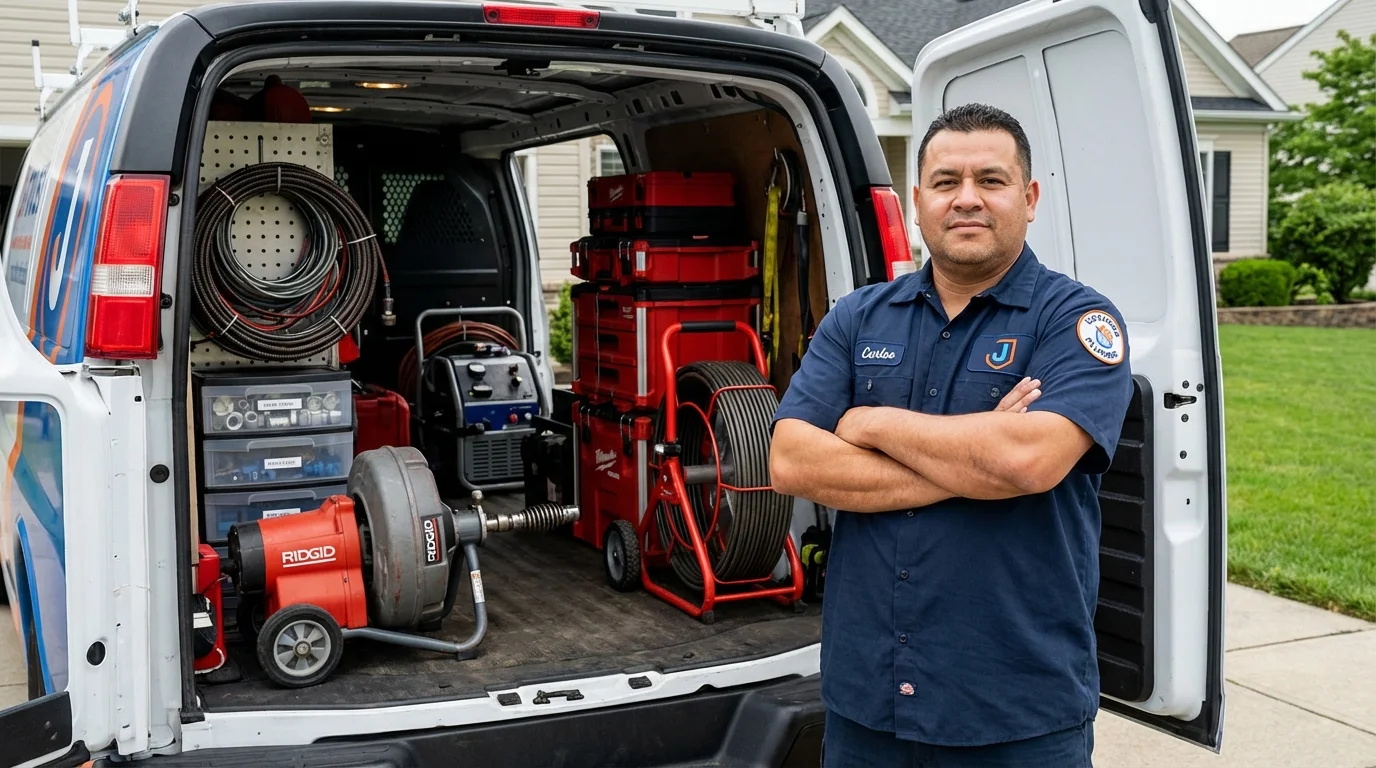 Professional drain cleaning equipment and Johns Plumbing LLC plumber in Alpharetta