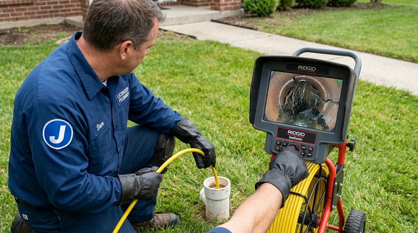 Sewer camera inspection being performed by Johns Plumbing LLC in Alpharetta