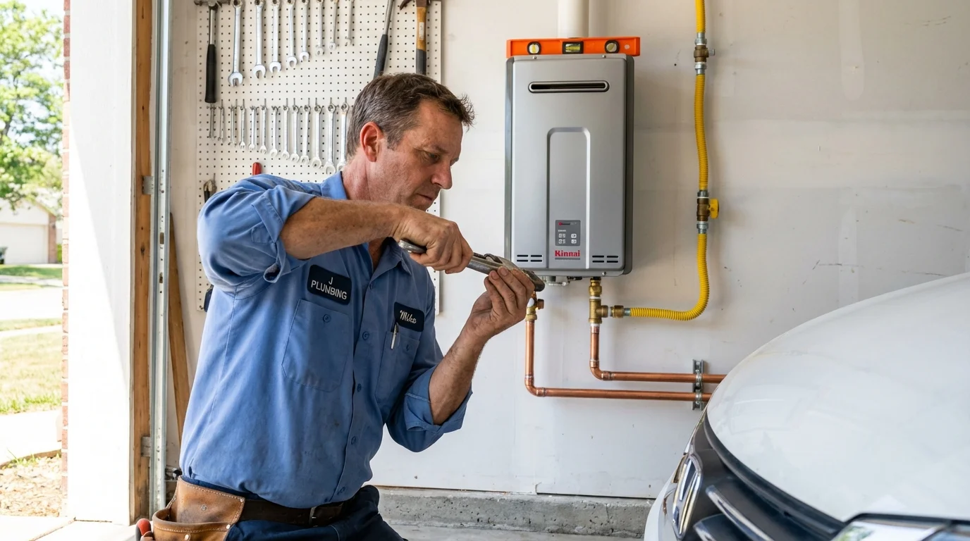 Tankless water heater installation by a Johns Plumbing LLC plumber in Alpharetta